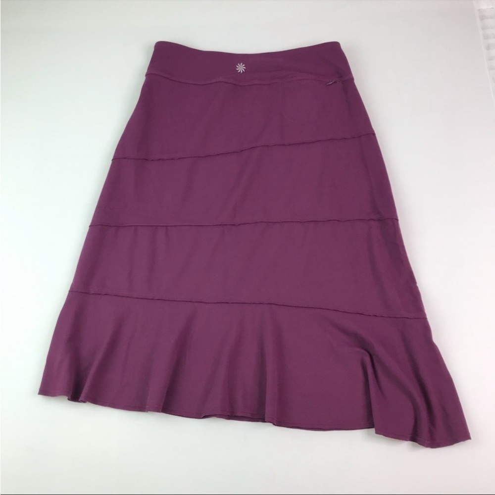Athleta Crescendo Maroon Tiered Asymmetrical Skirt Sz S - Picture 3 of 7